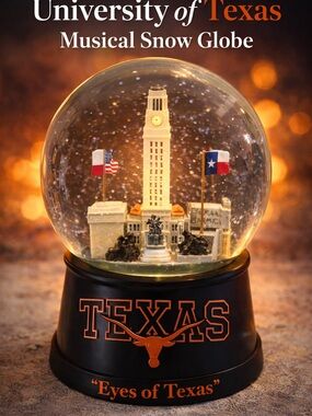 University of Texas Musical Snow Globe Austin TX Longhorns Collectible